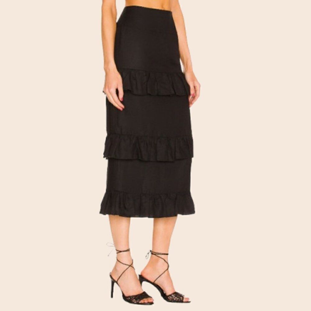 Revolve Yaura Okiki Skirt In Black Size 8 Us, Size 12 Uk View 3
